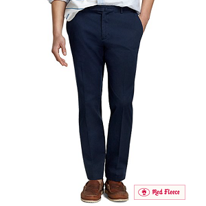 Slim Fit Plain-Front Chinos - Navy